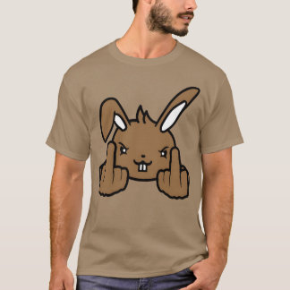 Camiseta Rabbit Middle Finger Showing Naughty Cheeky Insult