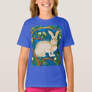 Camiseta Rabbit selvagem e ramificações de flores