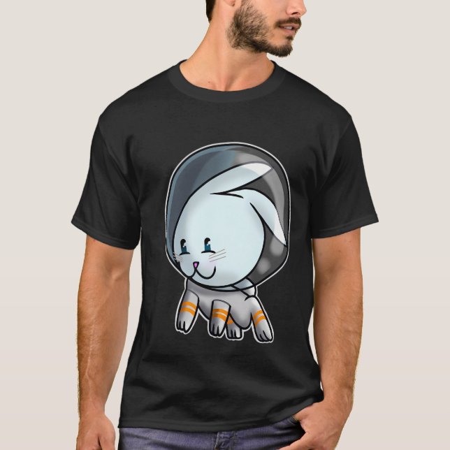 Camiseta Rabbitstronauta - Astronauta de Coelho Rosa (Frente)