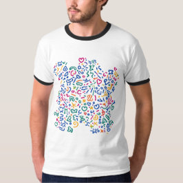 Camiseta Rabisco divertido formas vibrantes coloridas