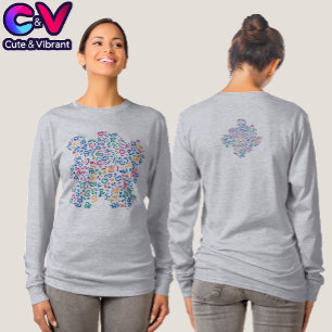 Camiseta Rabisco divertido formas vibrantes coloridas