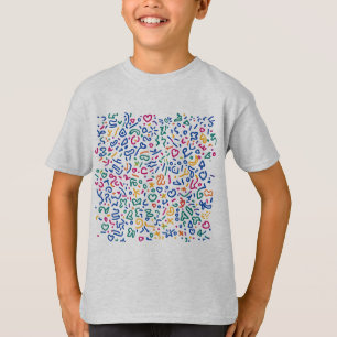 Camiseta Rabisco divertido formas vibrantes coloridas