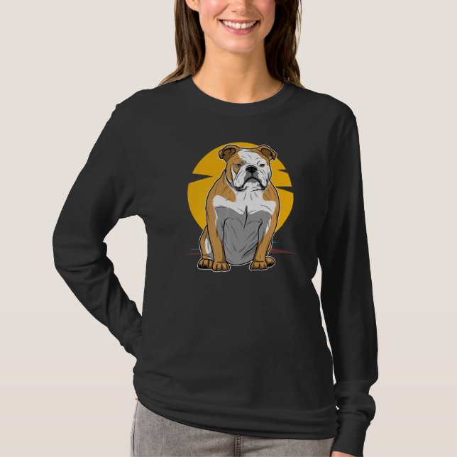 Camiseta Raça Britânica de Cachorro-Bulldog 94 (Frente)