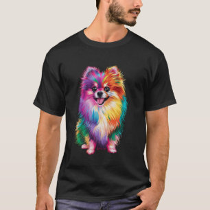 Camiseta Raça Colorida de Trabalho de arte da Pomerânia