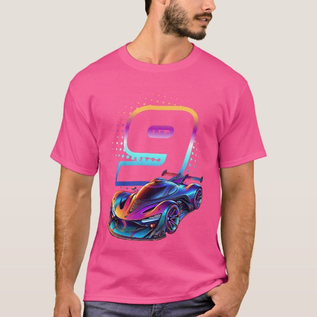 Camiseta Raça de 9 anos Raça 9 Aniversário Futurística Rac (Frente)