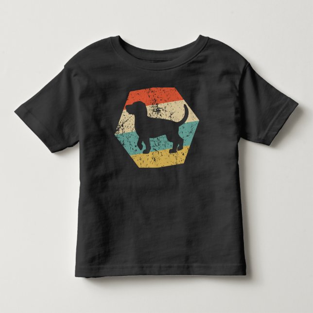 Camiseta Raça de Cachorro Beagle Hexágono Distress Retro (Frente)