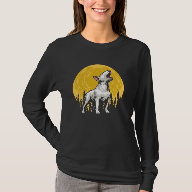 Camiseta Raça De Cão De Touro - Moon De Pet Howling (Frente)