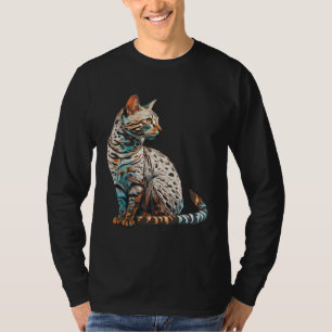 Camiseta Raça de Gato Bengal Colorida Mãe Senhora