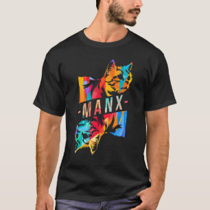 Camiseta Raça de gato Manx colorida sem criadores de rabo