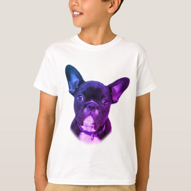 Camiseta Raça do cão do buldogue francês do cão do espaço (Frente)