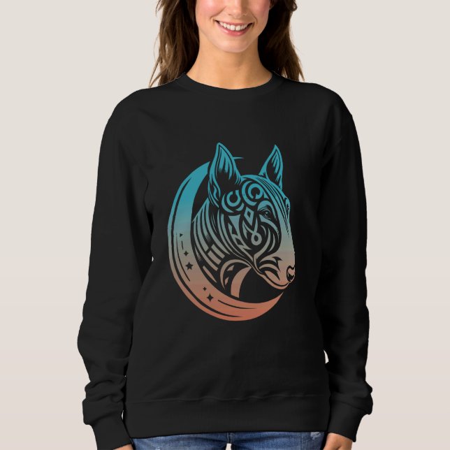 Camiseta Raça Tribal De Cães Bull Terrier - Fases Da Lua De (Frente)