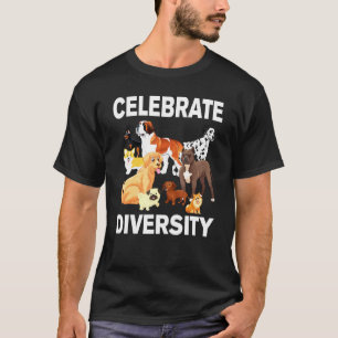 Camiseta Raças de Cães Pug Corgi Golden Boxer Celebrar Dive