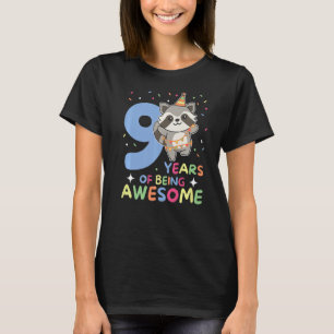 Camiseta Raccoon 9º Aniversário Crianças de Nove Anos Racco
