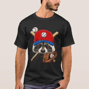 Camiseta Raccoon Baseball Raccoon lança jogador de beisebol