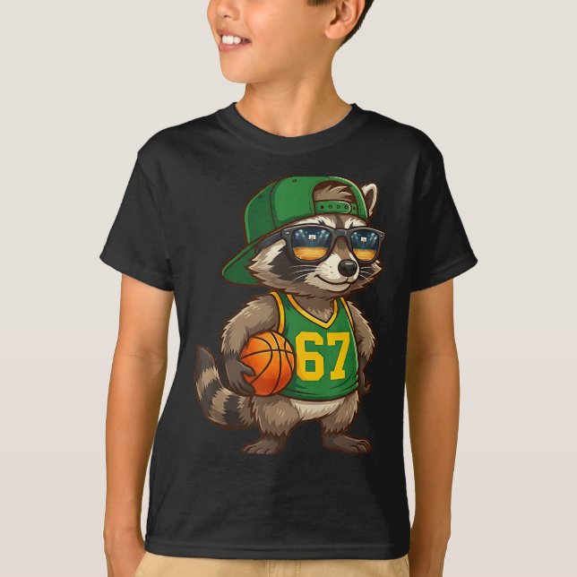 Camiseta Raccoon Basketball 67 Gen Alpha Slang Srts Men Boy (Frente)