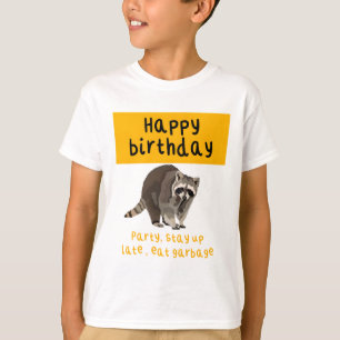 Camiseta Raccoon Birthday, Trabalho de arte, Playday Forest
