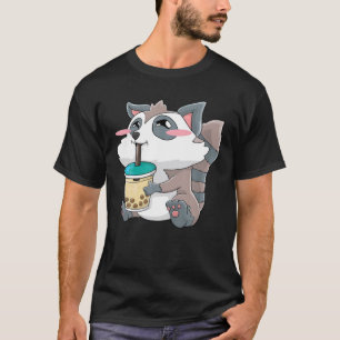 Camiseta Raccoon Boba Bubble Tea Anime Kawaii Cute Gift