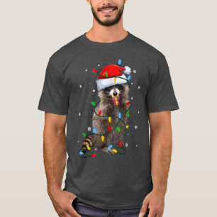 Camiseta Raccoon Christmas Tree Lights Pajama Racoon Lover
