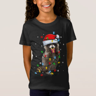 Camiseta Raccoon Christmas Tree Lights Pajama Racoon Lover