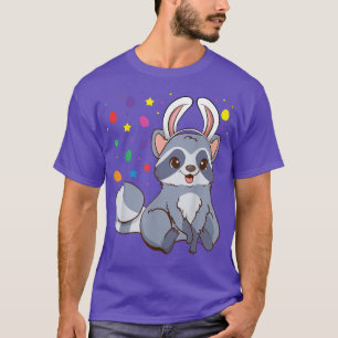 Camiseta Raccoon com coelhinho de orelhas Engraçadas Páscoa