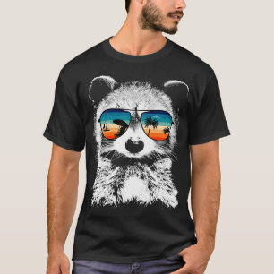 Camiseta Raccoon Com Óculos Óculos De Sol Vintage Retro Sty