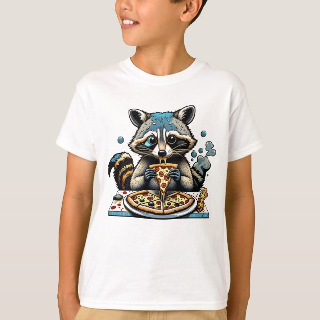 Camiseta Raccoon come pizza (Frente)