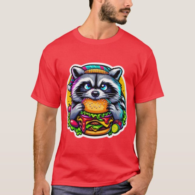 CAMISETA RACCOON COMENDO CHEESEBURGER 3 (Frente)