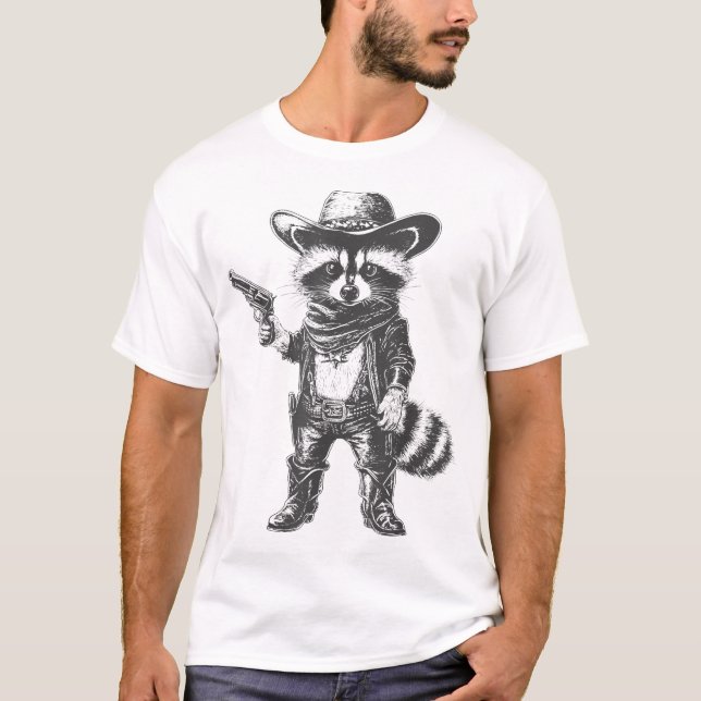 Camiseta Raccoon Cowboy Hat (Frente)