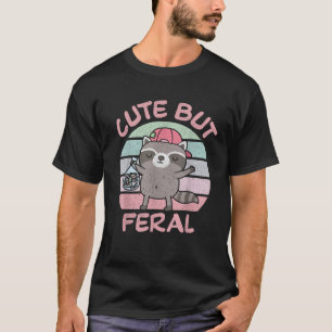 Camiseta Raccoon Cute Mas Feral Girl Summer Engraçado Rac