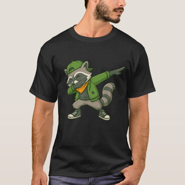 Camiseta Raccoon Dab Streetwear Clic Funny For Men Women Ki (Frente)