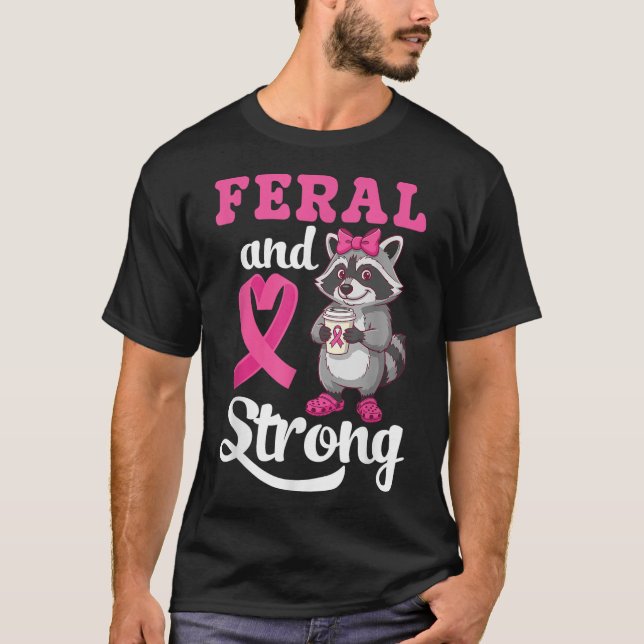 Camiseta Raccoon De Sensibilização Para O Cancer Da Mama Fe (Frente)
