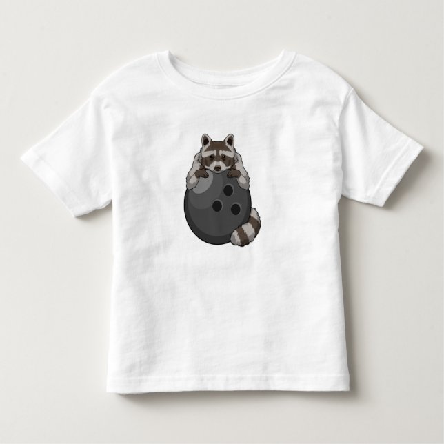 Camiseta Raccoon em Boliches com Bola de boliche (Frente)