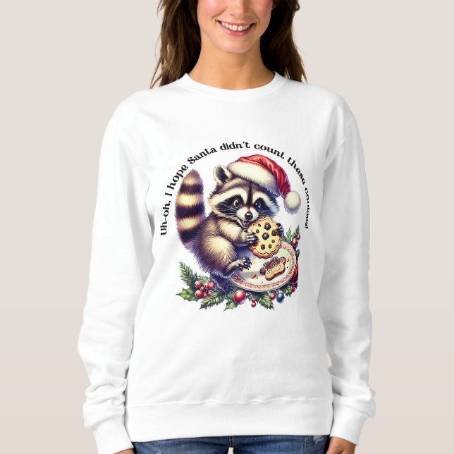 Camiseta Raccoon em um Papai Noel gosta de biscoitos no Nat (Frente)