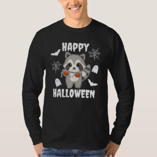 Camiseta Raccoon Happy Halloween Pumpkin Bat Costume