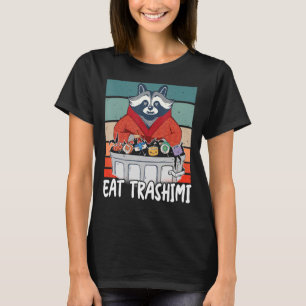 Camiseta Raccoon Japonês Sushi Vintage Eat Trashimi Racc