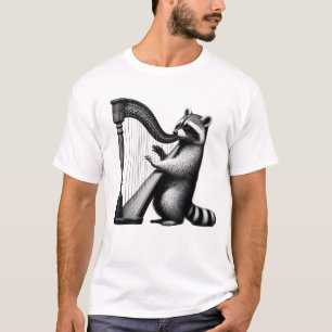 Camiseta Raccoon Jogando Harp Harpist Harp Player