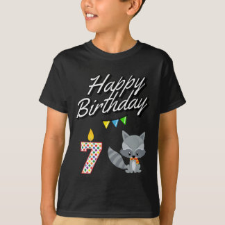 Camiseta Raccoon Kawaii para 7 anos de aniversário