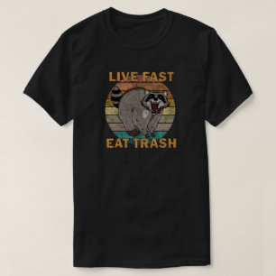 Camiseta Raccoon - Lixo de Comida Rápida ao Vivo