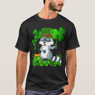Camiseta Raccoon Lover Irish Shamrock Cute Raccoon Rua