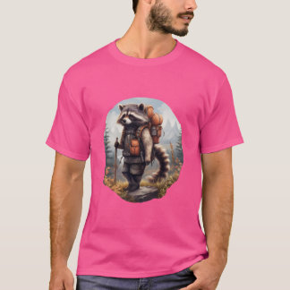 Camiseta Raccoon Mountain lover wanderer with backpack Over