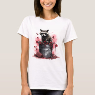 Camiseta Raccoon na Dia de os namorados de caixa de lixo