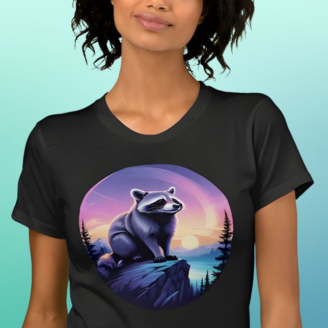 Camiseta Raccoon na Floresta em Sunset (Criador carregado)