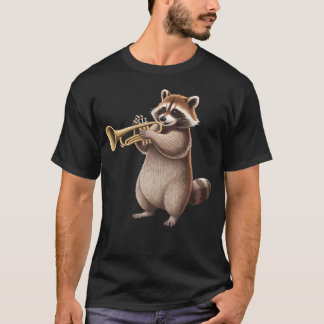 Camiseta Raccoon Playing Trumpet Funny Trumpet Band Raccoon