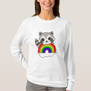 Camiseta Raccoon Rainbow Sweet Animais Coloridos Raccoon