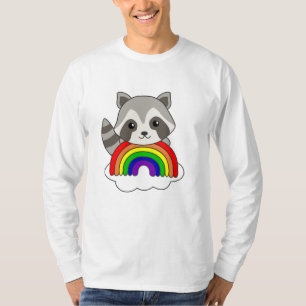 Camiseta Raccoon Rainbow Sweet Animais Coloridos Raccoon