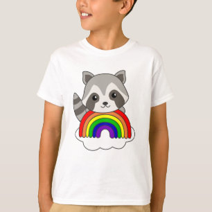 Camiseta Raccoon Rainbow Sweet Animais Coloridos Raccoon