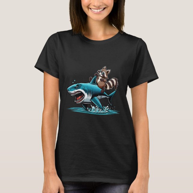 Camiseta Raccoon Riding Sharon Costume Sea Amantes de os an (Frente)