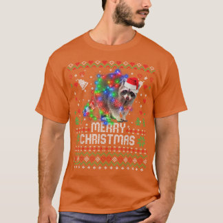Camiseta Raccoon Santa Hat Animal Christmas Tree Hole Hol