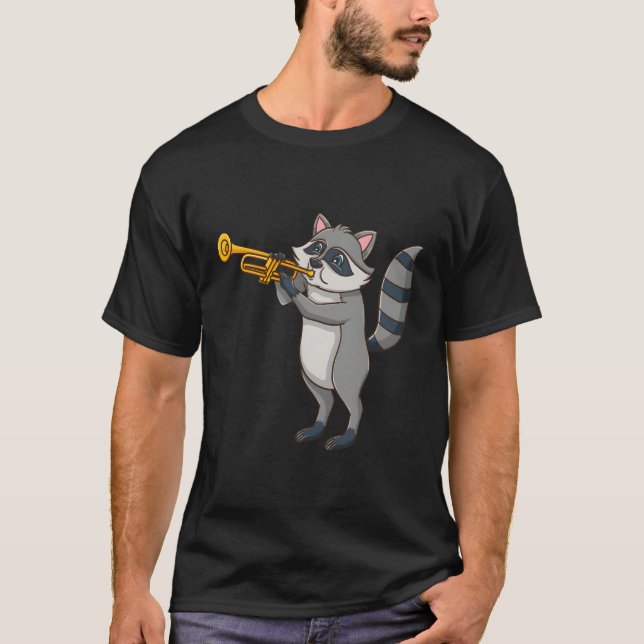 Camiseta Raccoon Tocando Trompete (Frente)