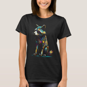 Camiseta Raccoon Trabalho de arte Colorida Animal Raccoon